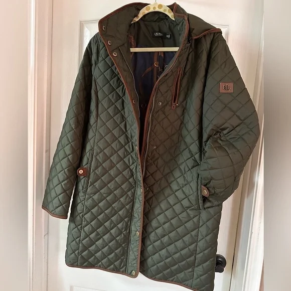 Ralph Lauren Diamond quilt jacket with faux leather trim XL NWT - Picture 6 of 17